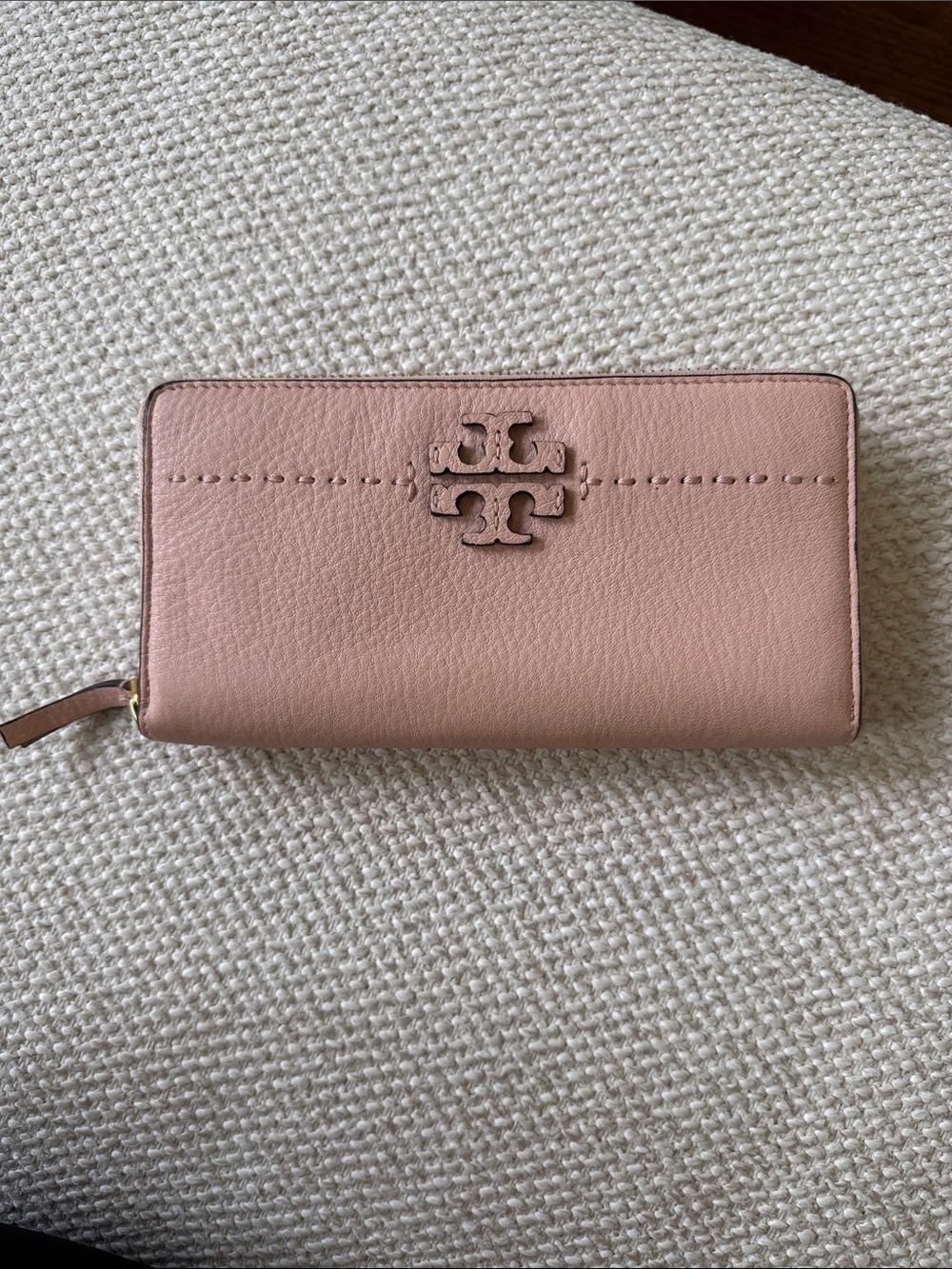 Tory Burch Dusty Pink Zip-Around Leather Wallet